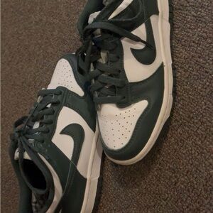 Nike Forest Green and White Athletic Shoes